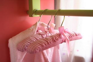 10 Pink Baby Satin Padded Hangers - Closet Hanger Factory