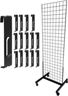 Only Hangers Black 2' x 6' Heavy Duty Commercial Grade Portable Gridwall Art Display Panel (KIT with Picture Hooks)