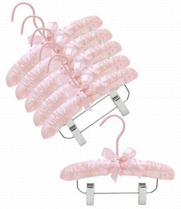 10&quot; Satin Baby Hangers w/Clips (Pink)