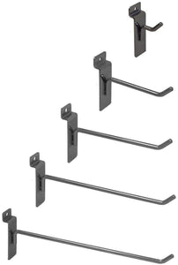 Slatwall Hooks - Variety Pack of 25 Assorted Size Hooks for Slatwall - (5) of Each 2",4",6", 8" and 10" Hooks