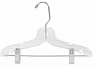 Children's Clear Plastic Suit Hanger w/Clips - 12"Plastic 