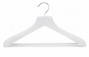 Deluxe White Wooden Suit Hanger w/Non-Slip Bar