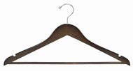 Flat Wooden Suit Hanger w/Bar (Walnut & Chrome);Walnut Wooden Suit Hanger w/ Pant Bar