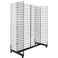 Gridwall Panel Display Fixture with Gondola Base with Casters - BLACK