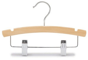 Natural Wooden Baby Hanger w/Clips 10&quot;