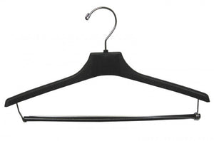 Petite Size Black Plastic Suit Hanger w/ Locking Bar - 15&quot;