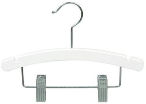 White Wooden Baby Hanger w/Clips 10&quot;