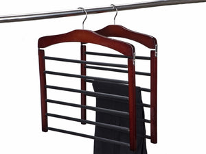 Wooden Specialty Multi-Pant Hanger (Walnut & Chrome)