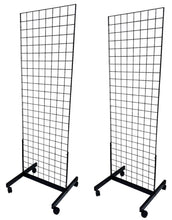 Load image into Gallery viewer, Only Hangers Black 2&#39; x 6&#39; Heavy Duty Rolling Gridwall Display Panels - Set of 2