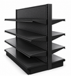 Load image into Gallery viewer, 4-Foot Commercial Gondola Shelving Unit, Double-Sided Metal Retail Display Rack with 6 Adjustable Shelves, 16-Inch Deep, Beige or Black