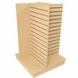 Load image into Gallery viewer, Only Hangers 4-Way Slatwall Merchandiser Freestanding Floor Display Unit 54" H x 36" L x 36" W Four-Sided Retail Display Tower for Stores Boutiques and Trade Shows Black White Maple