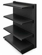 3 Ft Gondola End Cap Shelving Unit with 3 Adjustable Shelves – Metal Retail Display Rack for Gondola Shelving – Available in 54” or 72” Height – Black or Beige