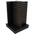 Load image into Gallery viewer, Only Hangers 4-Way Slatwall Merchandiser Freestanding Floor Display Unit 54" H x 36" L x 36" W Four-Sided Retail Display Tower for Stores Boutiques and Trade Shows Black White Maple