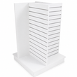 Load image into Gallery viewer, Only Hangers 4-Way Slatwall Merchandiser Freestanding Floor Display Unit 54" H x 36" L x 36" W Four-Sided Retail Display Tower for Stores Boutiques and Trade Shows Black White Maple