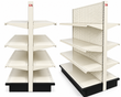 Load image into Gallery viewer, 4-Foot Commercial Gondola Shelving Unit, Double-Sided Metal Retail Display Rack with 6 Adjustable Shelves, 16-Inch Deep, Beige or Black