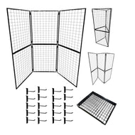 Only Hangers Heavy Duty Foldable Gridwall Display - Versatile 2' x 5' Gridwall Panels with 20 Hooks for Art, Craft, and Trade Shows