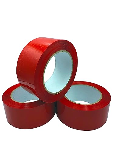 Only Hangers 3 Rolls - Red Packing Tape, Heavy Duty Carton Sealing Tape, Moving Tape, 2 Inch x 110 Yards, Pack of 3 Rolls
