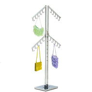 Four Arm Chrome Handbag Rack with Adjustable Height J-Hook Arms