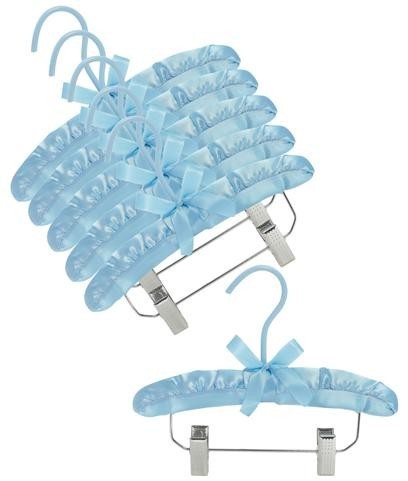 10 Satin Baby Hangers w/Clips (Blue)