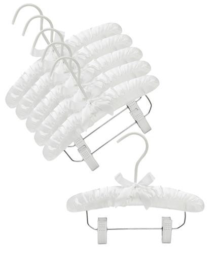 10" Satin Baby Hangers w/Clips (White)