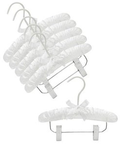 10&quot; Satin Baby Hangers w/Clips (White)