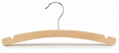 Rounded Wooden Kids Hanger with Natural Finish, 12 Inch Wood Top