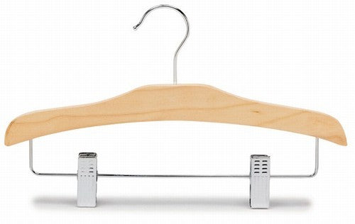 OSTO Natural Wooden Kids Clothes Hangers with Clips 10-Pack OWC