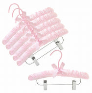 12" Satin Children's Hangers w/Clips (Pink)