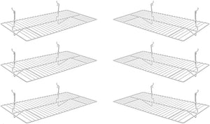 Flat Wire Slatwall/Gridwall Shelves 24"L x 12"D Pack of (6)