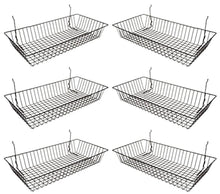 Load image into Gallery viewer, Wire Baskets for Grid Wall and Slat Wall - Wire Basket 24&quot; L x 12&quot; D x 4&quot; H (Set of 6)