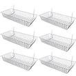 Load image into Gallery viewer, wire-baskets-for-grid-wall-and-slat-wall-black-wire-basket-24-l-x-12-d-x-4-h-set-of-6-white