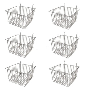 Deep Wire Storage Baskets For Gridwall and Slatwall Dimensions: 12" x 12" x 8" Deep - Sold in a Set of 6 Baskets