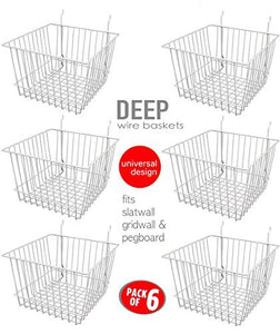 Deep Wire Storage Baskets For Gridwall and Slatwall Dimensions: 12" x 12" x 8" Deep - Sold in a Set of 6 Baskets