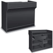 Load image into Gallery viewer, free-standing-black-melamine-register-stand-with-adjustable-shelves-pull-out-drawer-and-check-writing-area-black