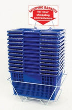 Load image into Gallery viewer, Shopping Basket Set of 12  Plastic with Sign and Stand (Metal Handles)