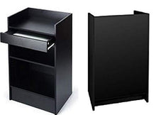 Load image into Gallery viewer, Black Cash Register Stand, Adjustable Shelf, Drawer, 24&quot;W X 38&quot;H X 18&quot;D