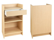 Load image into Gallery viewer, Black Cash Register Stand, Adjustable Shelf, Drawer, 24&quot;W X 38&quot;H X 18&quot;D