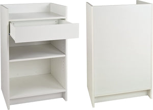 Black Cash Register Stand, Adjustable Shelf, Drawer, 24"W X 38"H X 18"D