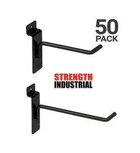 Slatwall Hooks Combo Pack of 25 - 4" Slatwall Hooks + 25 - 6" Slatwall Hooks - Black Finish