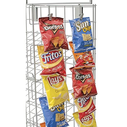 Chip Rack Display Stand, 5 Tiers 60 Clips Snack Retail