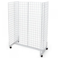 Gridwall Panel Display Fixture with Gondola Base with Casters - WHITE