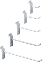 Load image into Gallery viewer, Slatwall Hooks - Variety Pack of 25 Assorted Size Hooks for Slatwall - (5) of Each 2&quot;,4&quot;,6&quot;, 8&quot; and 10&quot; Hooks