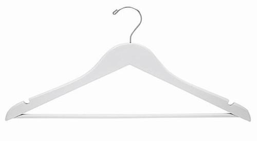 Petite Size Wooden White Suit Hanger w/Bar