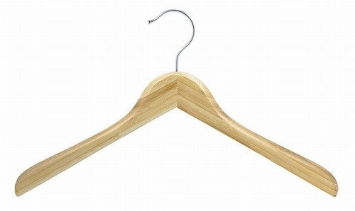 Contoured Deluxe Wooden Coat Hanger (Natural/Chrome)