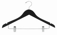 Black Wooden Suit Hanger w/Clips