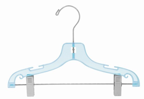 Children's Blue Plastic Suit Hanger w/Clips - 12