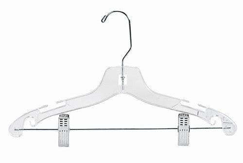 Children's Clear Plastic Suit Hanger w/Clips - 14