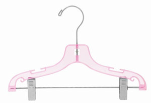 Children's Pink Plastic Suit Hanger w/Clips - 12&quot;