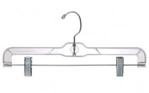 Clear Plastic Pant and Skirt Hanger w/Clips;Clear Plastic Pant and Skirt Hanger w/Clips;Clear Plastic Pant and Skirt Hanger w/Clips;Clear Plastic Pant and Skirt Hanger w/Clips