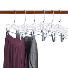 Load image into Gallery viewer, Clear Plastic Pant and Skirt Hanger w/Clips